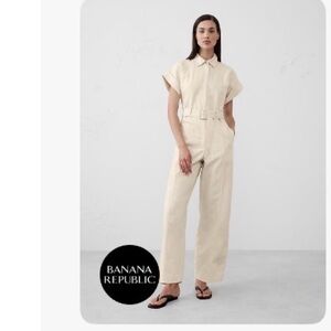 Banana Republic Beige Belted Jumpsuit